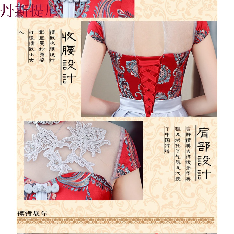 个性洋气中式伴娘服古典民族风镂空淑女姐妹闺蜜装别致显瘦晚礼服
