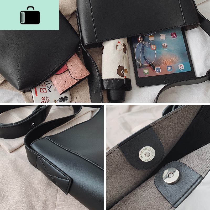 复古水桶包女大包2020夏天新款时尚宽肩带单肩母斜跨包NEWLAKE高清大图