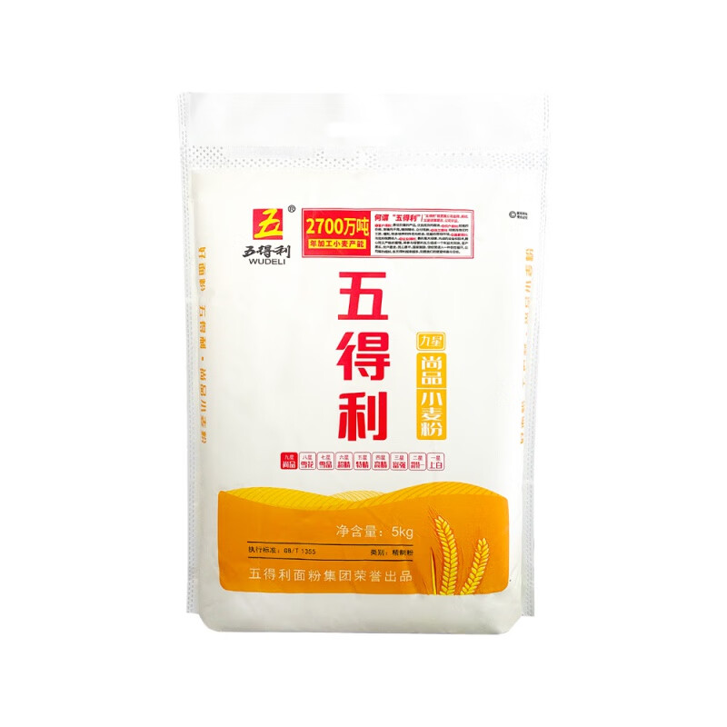 五得利 家庭高筋通用粉 九星尚品10斤+10包[安琪]酵母高清大图