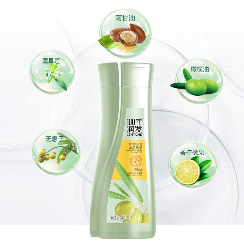 纳爱斯100年润发植物氨基酸调理洗发露橄榄油男女通用光泽水润400ml水