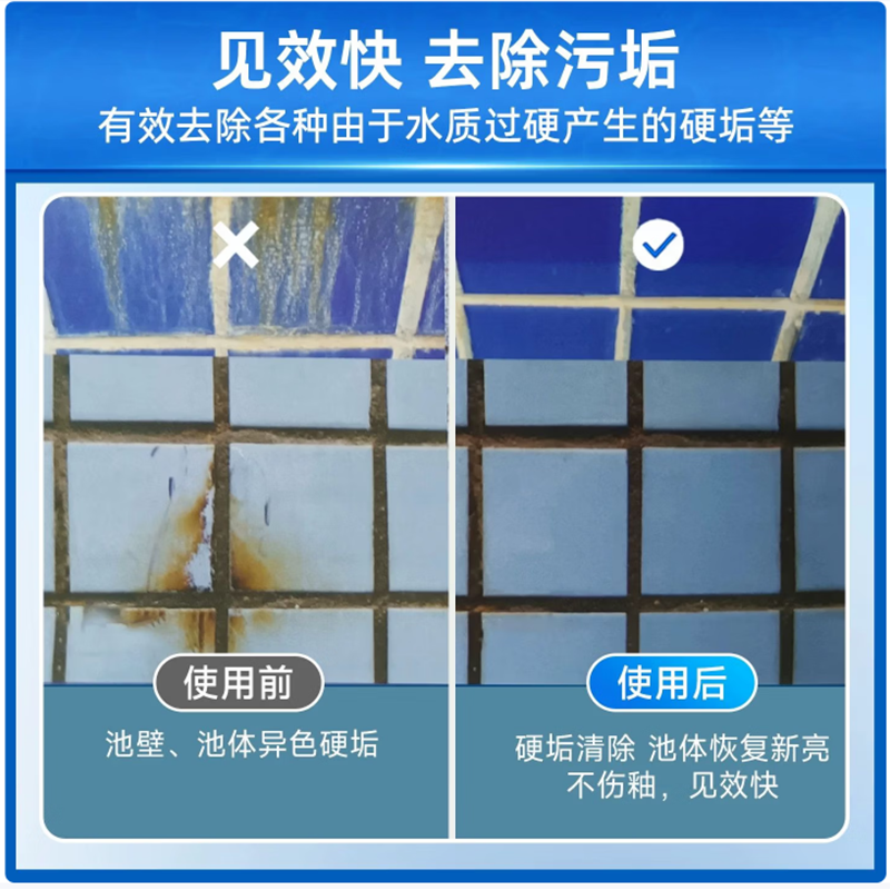 清特尔池体除垢剂泳池温泉池壁除垢去除池体着色污垢1kg袋高清大图