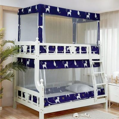 波斯猫大板(没有床帘) 上铺[宽0.9米三开门]不锈钢支架 可伸缩支架子母床蚊帐梯形高低儿童床上下铺双层床蚊帐床帘一体式