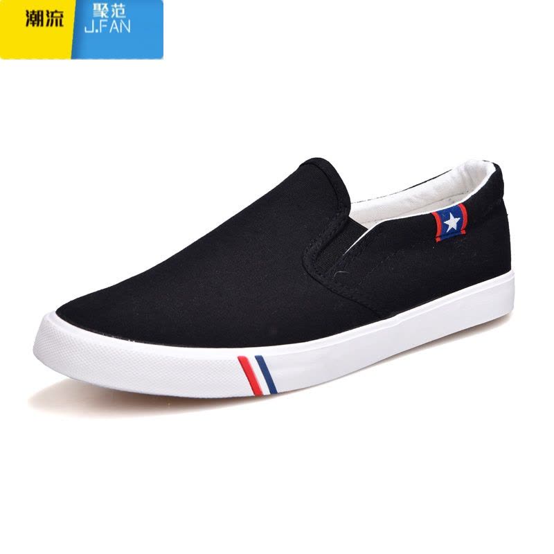 聚范鞋子男鞋夏季透气豆豆休闲鞋男款帆布鞋一脚蹬懒人大码老北京布鞋图片