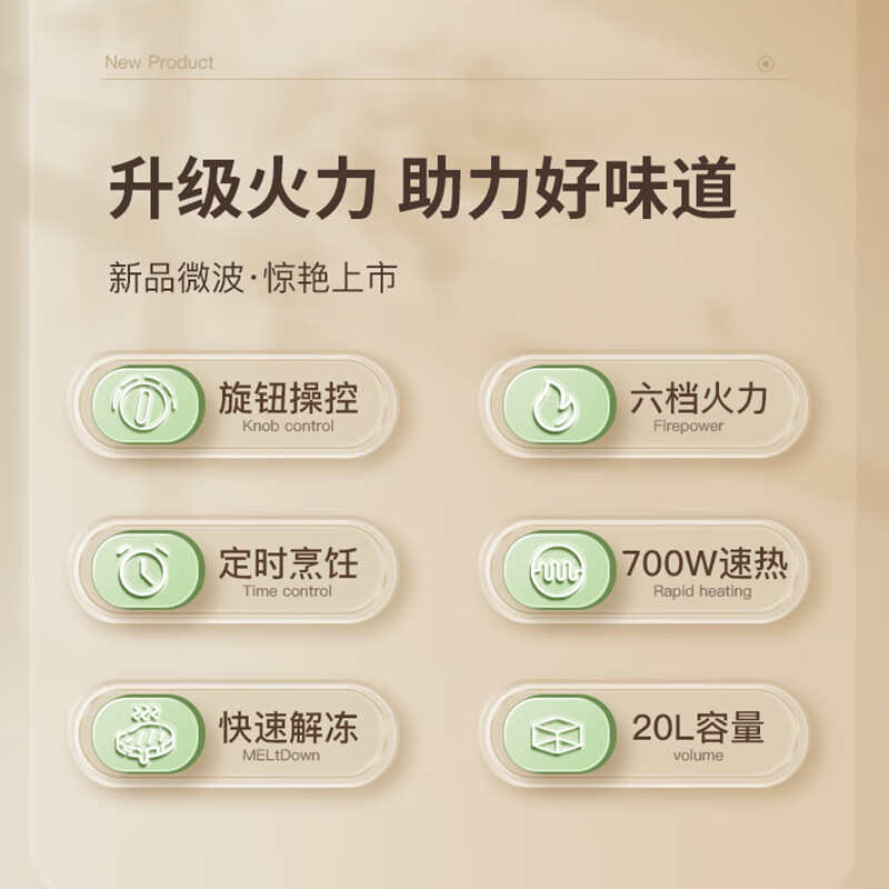 格兰仕(Galanz)微波炉家用小型便捷微波炉 360°转盘加热旋钮操控易洁内胆操作简单SE(W0)高清大图