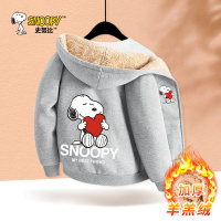 儿童外套男女中大童连帽冬季加厚保暖上衣棉针织开衫加绒卫衣 FKX