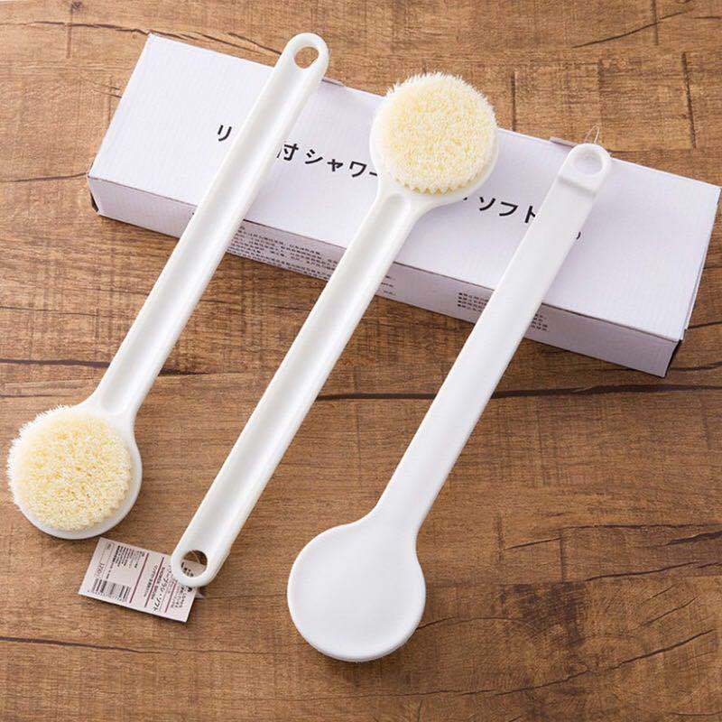 日本良品洗澡刷子长柄沐浴刷软毛搓背刷后背神器搓澡搓泥澡巾 一个装 白色