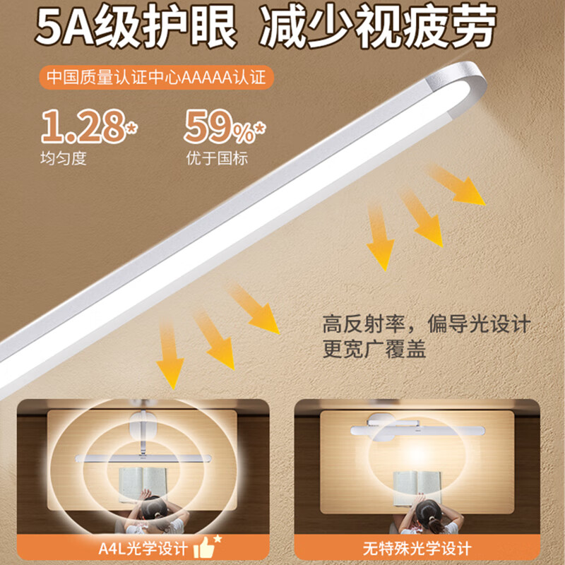 飞利浦 台灯护眼灯学习专用阅读灯led全光谱床头灯A4L高清大图