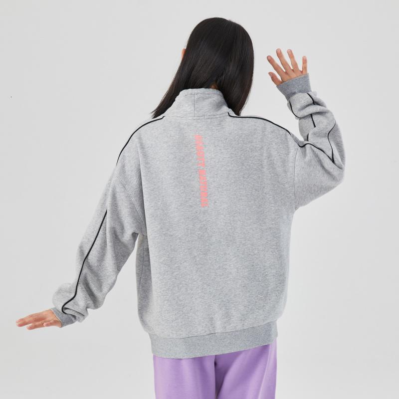美特斯邦威半高领撞色卫衣女宽松新款冬季立领韩版百搭上衣女