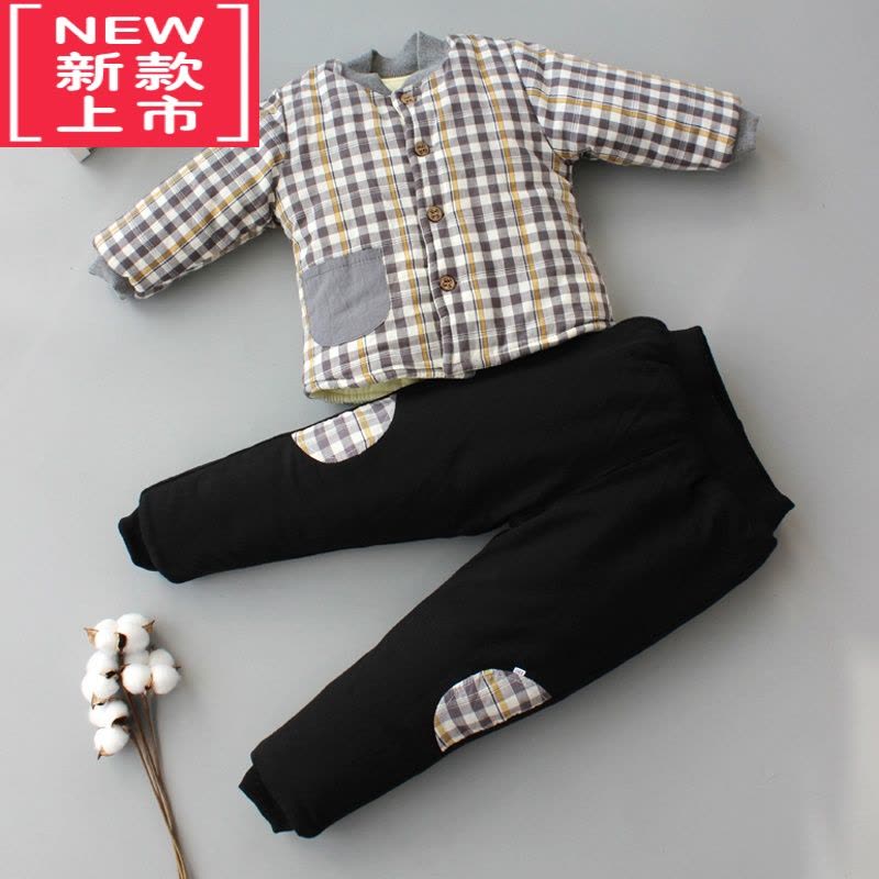 可莉允花宝宝手工棉衣套装婴幼儿童加厚棉服冬季装保暖开闭裆棉袄裤图片