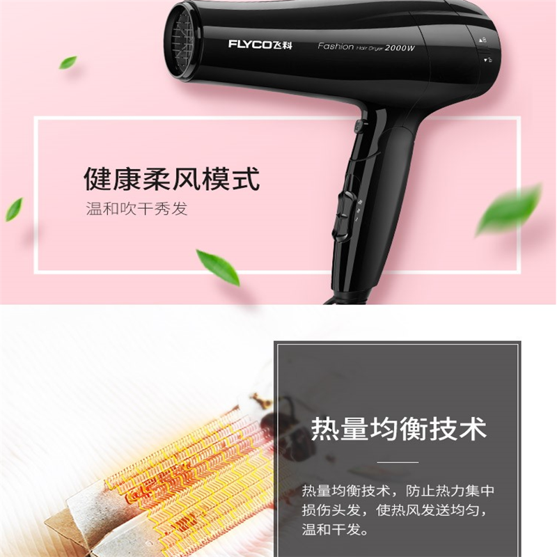 飞科FLYCO 吹风机FH6231 可折叠 健康柔风 冷热调节吹风筒 单个价高清大图