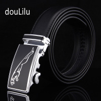 新款男士真皮皮带二层牛皮自动扣皮带商务休闲潮流腰带男 R510【黑色】125cm