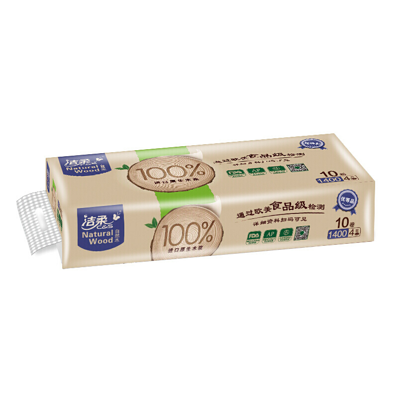 洁柔低白度卫生纸(自然木有芯)135g*12
