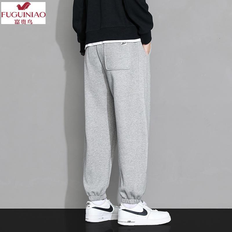 富贵鸟fuguiniao灰色卫裤青少年男秋季宽松束脚运动裤新款潮流休闲裤