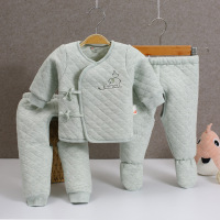 卡比一木KBMLOVELY新生儿纯棉棉服套装儿童通用52cm 59cm棉花棉衣绑带三件套KM8178