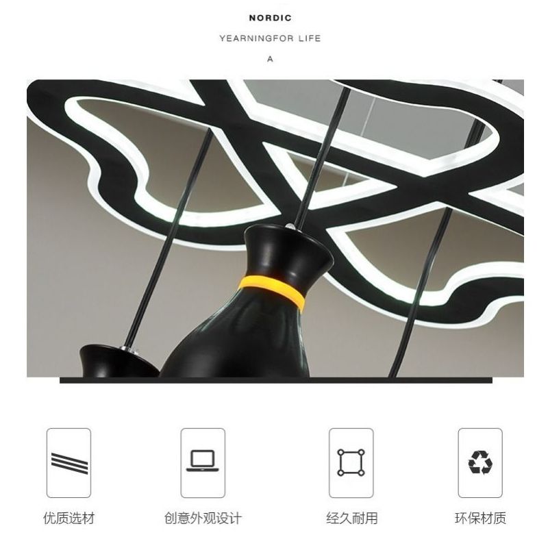 新款铁艺led餐厅吊灯现代吧台灯轻奢卧室北欧吊灯客厅玄关吊线灯