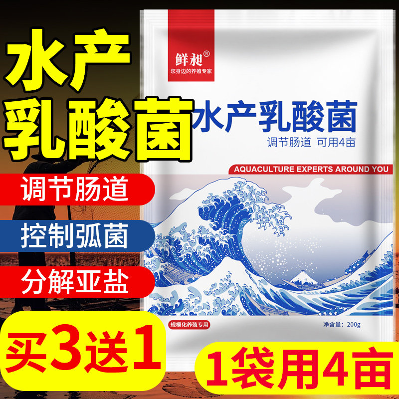 乳酸菌水产养殖鱼塘虾蟹鳝海参蛙诱食抑弧菌降ph值亚盐氨氮菌种_1_4 默认尺寸 【新品促销买3送1】水产乳酸菌200g/袋【1袋可用4亩】