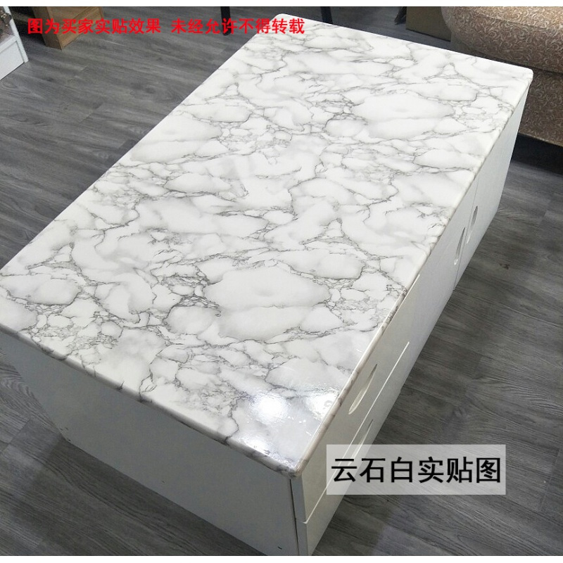 壁纸墙贴装饰贴加厚版大理石纹防油灶台壁纸水池防水洗手台墙纸桌面厨房台面贴纸 加厚版白玉雕60cm宽*5m长 仅墙纸
