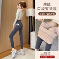 加绒鲨鱼裤女外穿秋冬季新款高腰收腹提臀紧身大码加厚芭芘裤 2XL【136-150斤】 深灰加绒