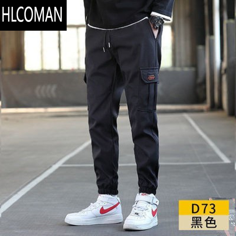 HLCOMAN工装裤男士休闲裤夏季宽松长裤子束脚哈伦2022运动百搭潮牌韩版 L100-115斤 常规工装裤黑色