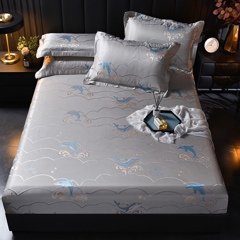 美帮汇夏季冰丝凉席1.5米1.8m床可折叠水洗夏凉席子单人学生宿舍床笠款2 奥裕-提花冰丝凉席(欢乐时光) 1.2m（4英尺）床