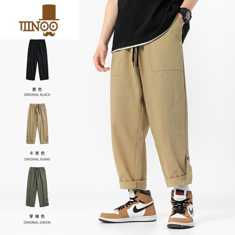 YANXUJIE STUDIO日系小个子男装2023新款休闲裤男潮牌宽松直筒工装裤高清大图
