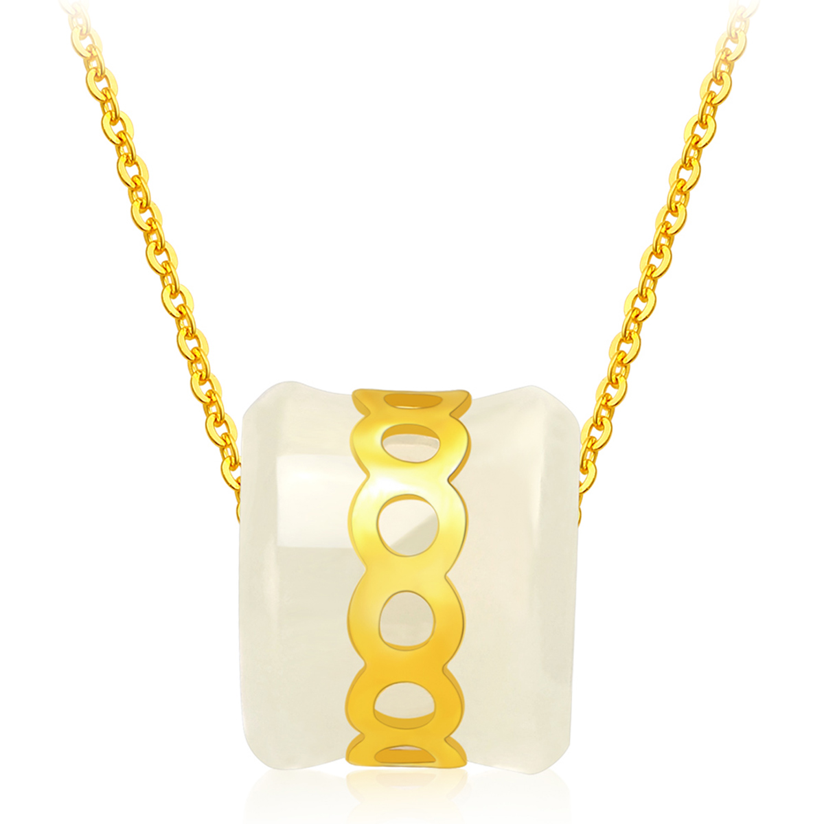 中银金行足金吊坠黄金和田玉吊坠皇冠金镶玉吊坠配银项链视频