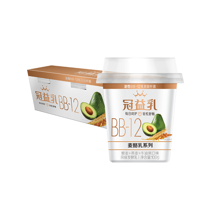 蒙牛 冠益乳BB-12麦酪乳 藜麦+燕麦+牛油果 100g*3杯
