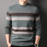 【免费试穿，送运费险】冬装新款中青年毛衣男圆领羊绒衫男士休闲加厚羊毛衣打底衫针织衫品牌官方 170/84A 81711浅卡其