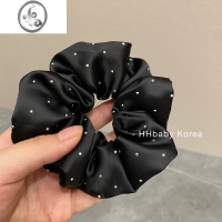 JiMi【HHBABY KR】韩国ins法式复古闪钻缎面发圈肠圈褶皱发绳女网H 点钻黑色 均码