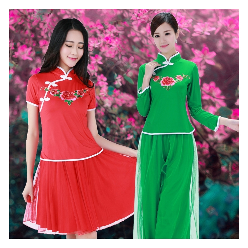 新款中国风秧歌服中老年人广场舞服装长袖舞蹈服套装女舞蹈演出服