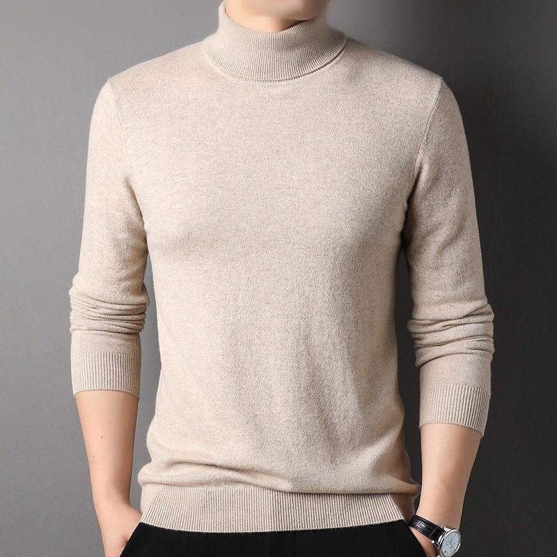 恒源祥秋冬季羊绒衫男中青年高领纯色打底毛衣加厚大码宽松舒适爸爸装