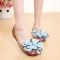 浅蓝蝴蝶 35码 夏季韩版果冻鞋女塑料凉鞋鱼嘴露趾沙滩鞋蕾丝蝴蝶大花朵平底凉鞋