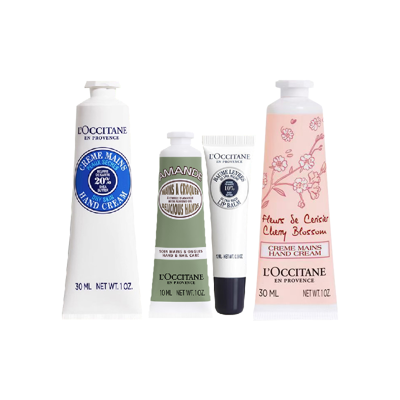 欧舒丹(L'OCCITANE)手唇滋润4件套(30ml手霜*2+10ml手霜+4ml润唇啫喱)