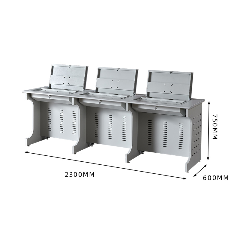 臻远 ZY-FZZC-12 翻转桌显示器隐藏式培训桌 004灰白色 2300*600*750高清大图