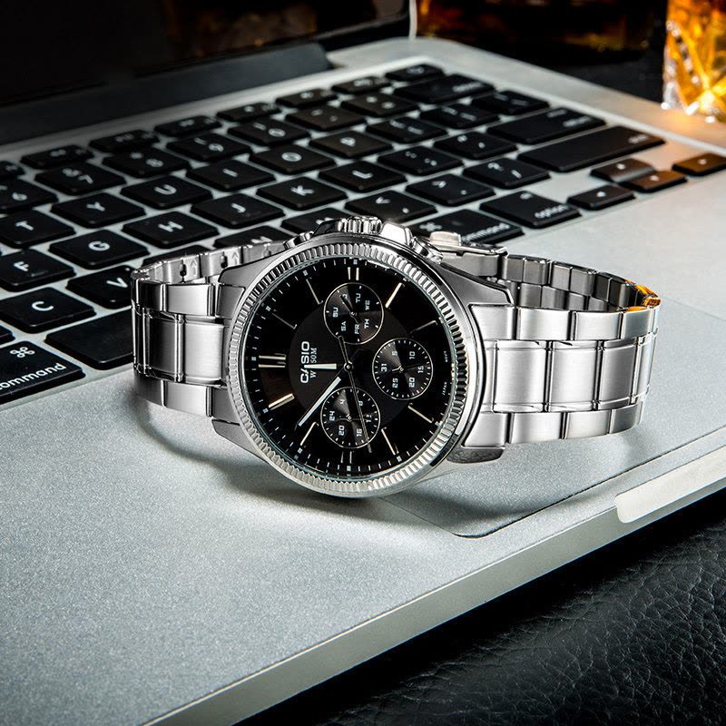 Casio官方旗舰店 卡西欧手表男正品商务休闲防水皮钢带防水潮流电子石英表男士学生日韩石英非机械腕表MTP-1375图片