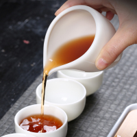苏氏陶瓷中国白白玉瓷功夫茶具茶壶茶杯套装象牙白侧把壶六杯套装