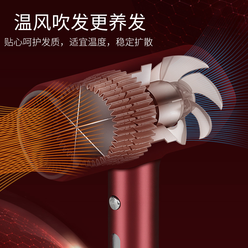 康夫(CONFU)电吹风机 KF-3134负离子护发家用大功率降噪设计颜值控发型师专用魅力红色风筒冷热风恒温速干护发