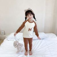 儿童秋衣秋裤套装女童长袖加厚男童打底秋冬婴幼家居保暖内搭 110【建议身高98--105】 DR01-咖啡色小H