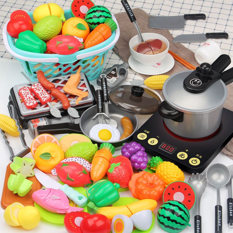过家家厨房玩具女孩做饭炒菜切水果儿童玩具宝宝男孩仿真厨具套装莎丞