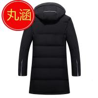 丸涵中老年羽绒服男2018新款加厚中长款过膝冬装外套中年人连帽爸爸装