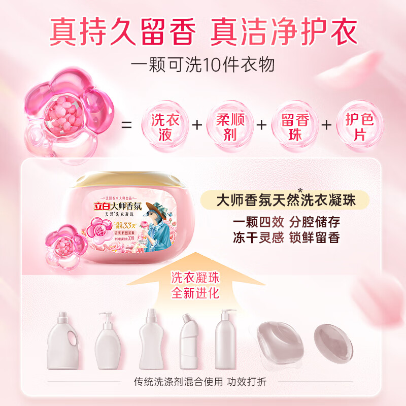 立白(Liby) 立白大师香氛洗衣凝珠浓缩洗衣液梦幻格拉斯玫瑰30颗(单位:瓶)(YZ)高清大图