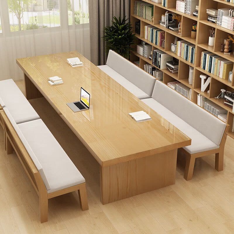 中伟(ZHONGWEI)实木书桌会议桌办公桌长条桌培训桌大板桌办公桌 2.4米单桌图片