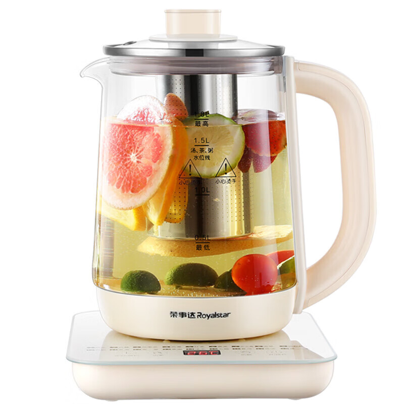 荣事达养生壶24H保温多功能家用电器优选泡茶壶1.8L电热水壶恒温高硼硅玻璃电水壶[不锈钢滤网YSH180Z(L)