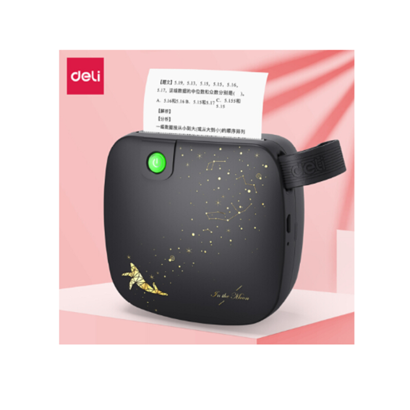 得力(deli)X1A喵喵相印宝 便携口袋蓝牙热敏不干胶打印机 (黑色)
