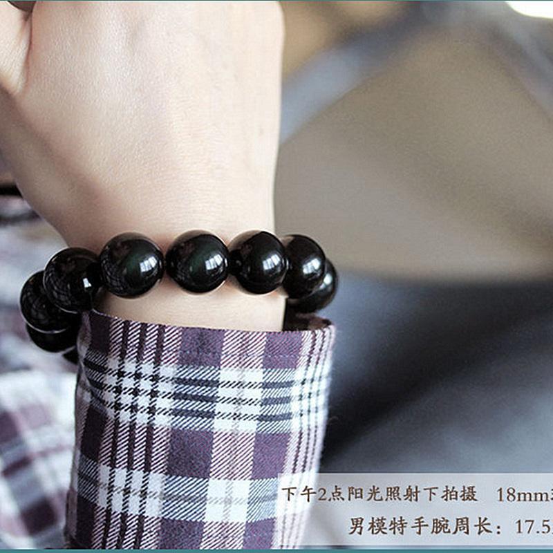 黑曜石手链男佛珠圆珠手串饰品单圈本命年手链生日礼物水晶手饰情侣款送女朋友七夕情人节礼物