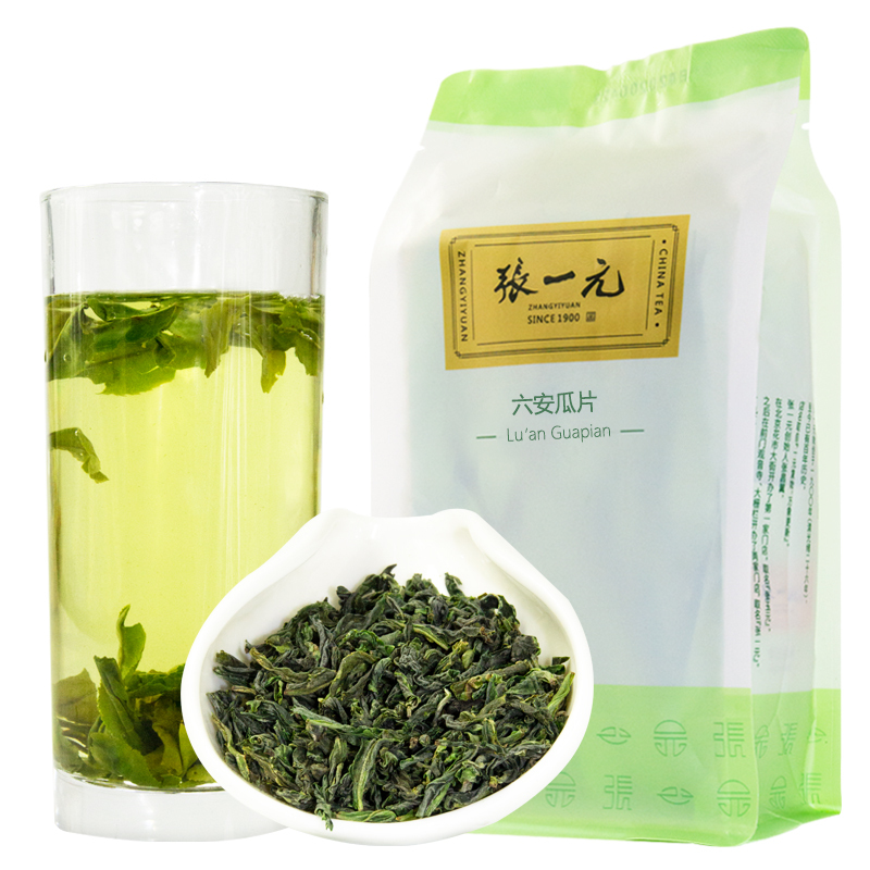 张一元茶叶 经典系列六安瓜片袋装茶80g(20包) 草绿色