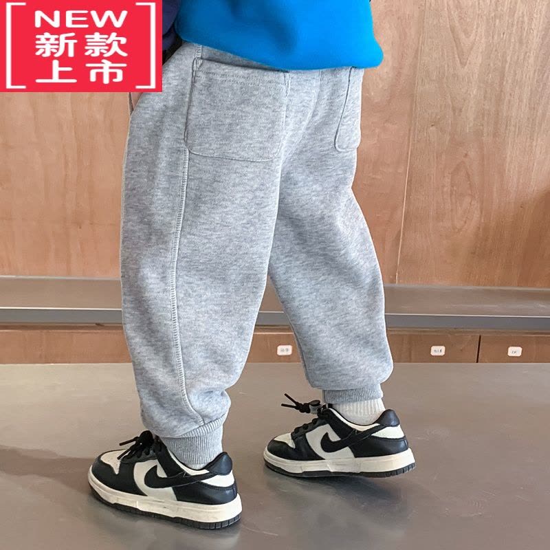 可莉允萌萌哒2022新款儿童加绒裤子男童加厚休闲裤冬季韩版宝宝保暖长裤保暖裤图片