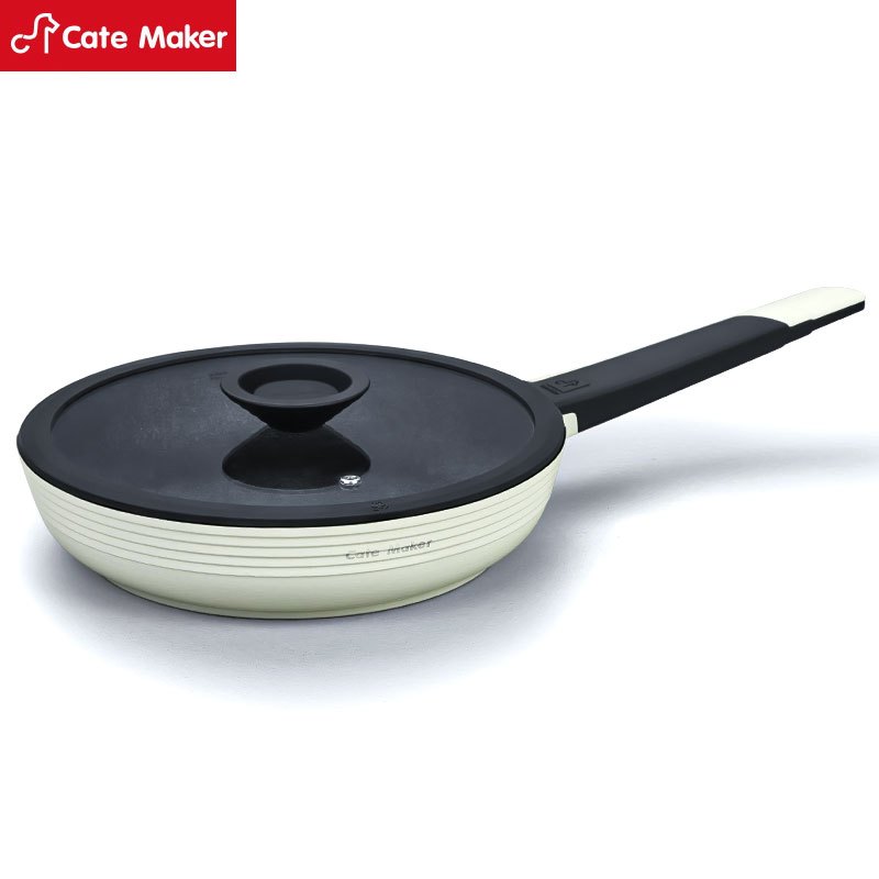 卡特马克(Cate Maker)GYL-BYL24JB 白玉兰煎锅不粘锅麦饭石炒菜锅家用平底锅电磁炉煤气燃气灶适用炒锅