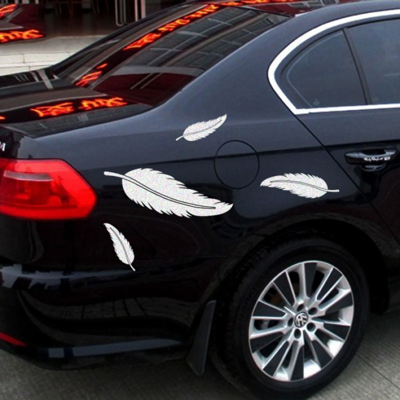 汽车贴纸3d立体贴车身贴划痕遮挡尾保险杠防水创意个性羽毛花羽毛大号