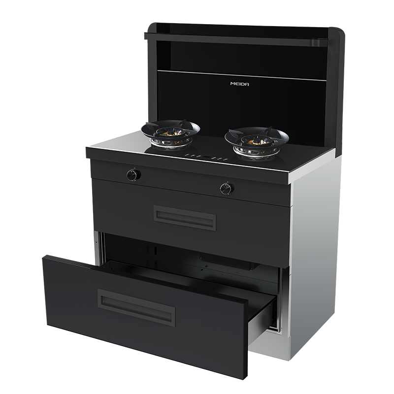 美大MEIDA二星消毒柜集成灶X80-A 智慧双变频 恒温置物台 智能触控 自清洁,钢化玻璃面板 烟灶套装 液化气高清大图